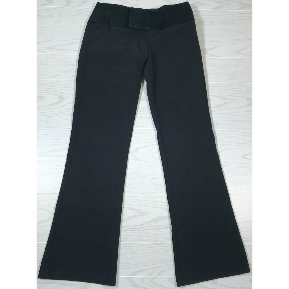 Maria Bianca Nero Flare Pants Women L Black Stretch Suede Leather Waist Low Rise